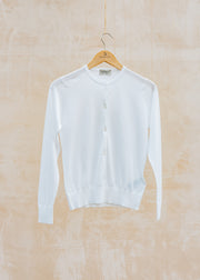 John Smedley Elinor Round Neck Cardigan in White