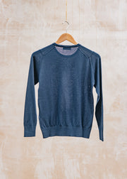 John Smedley Evonne Long Sleeved Crew Neck Jumper in French Navy