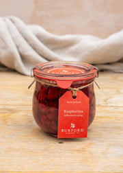 Wooden Spoon Raspberries with Rum in Syrup