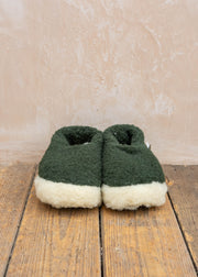 Yoko Wool Wool Slippers in Dark Green