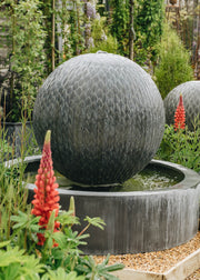 A Place in the Garden Leaf Ball Zinc Water Features with Round Base