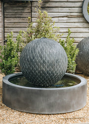 A Place in the Garden Leaf Ball Zinc Water Features with Round Base