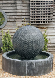 A Place in the Garden Leaf Ball Zinc Water Features with Round Base