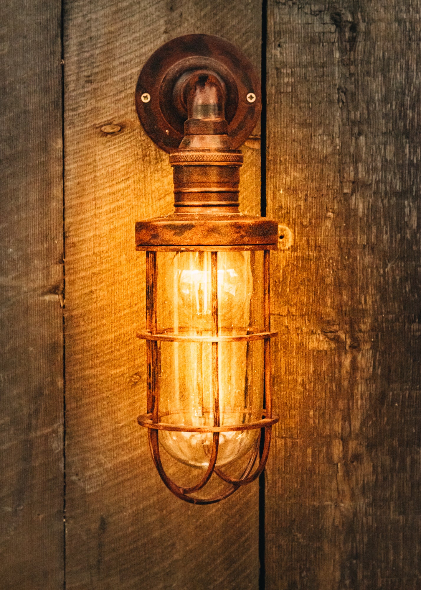 Outdoor Obere Caged Rusted Light
