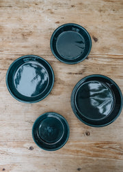 Petroleum Blue Glazed Copenhagen Saucers