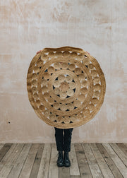 Indra Importer Indra Round Patterned Jute Rug 120cm