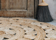 Indra Importer Indra Round Patterned Jute Rug 120cm