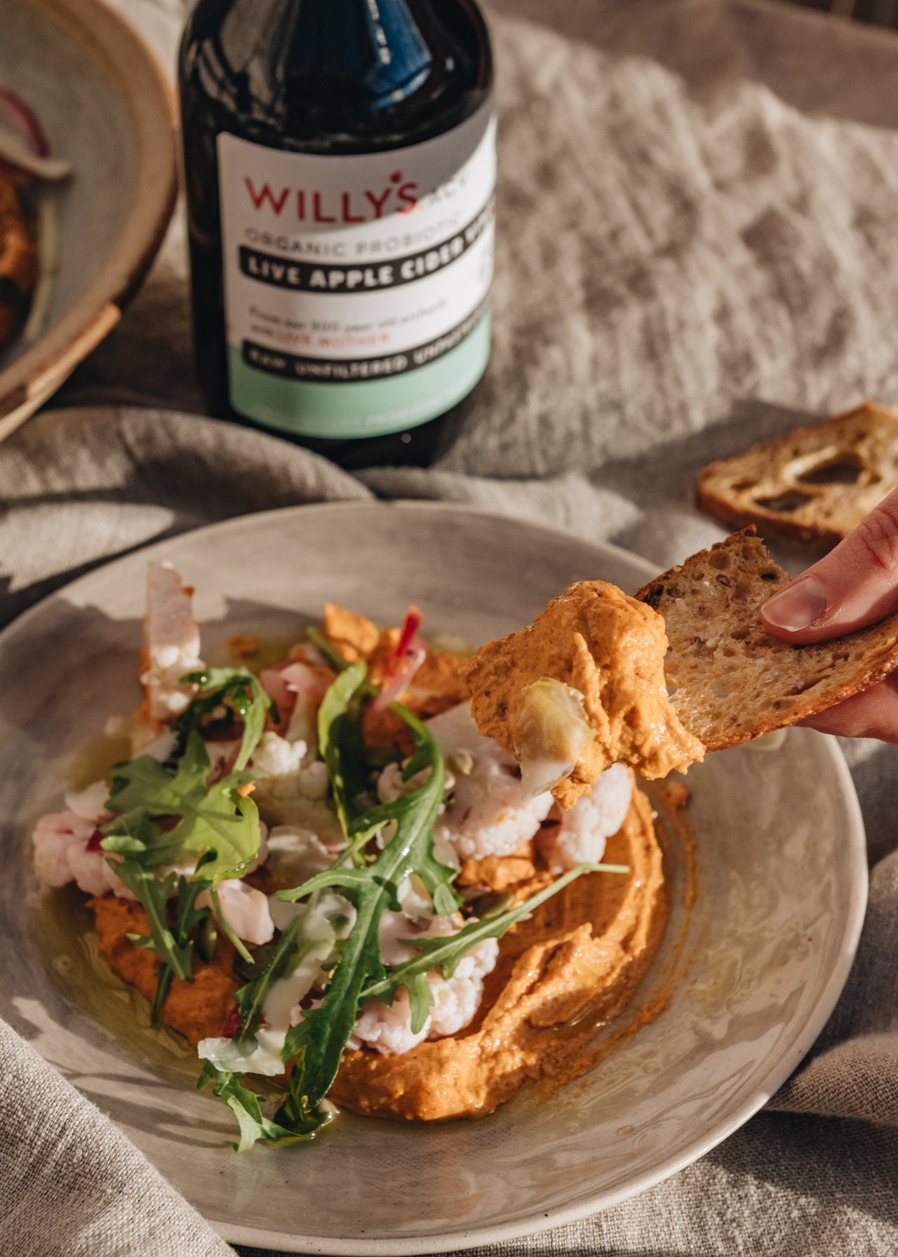 Romesco Sauce with Pickled Cauliflower and Toasted Sourdough