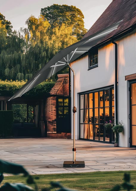 Pacific Lifestyle Glow Defender 3m Round Centre Pole Parasol in Anthracite