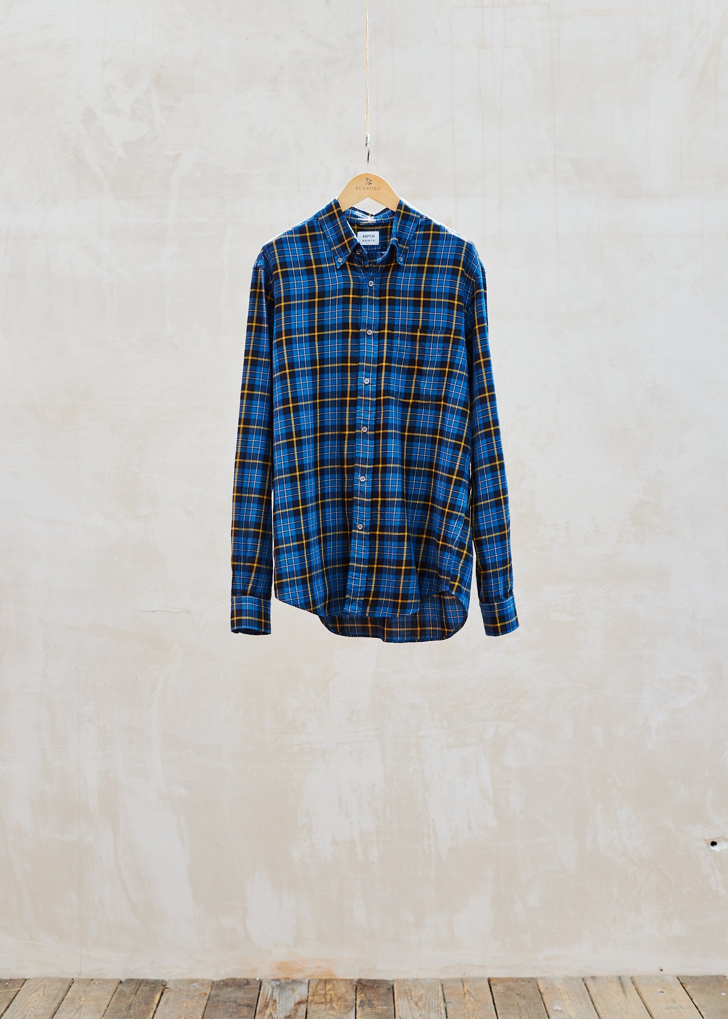 Aspesi Lightweight Cotton Flannel Checked Buttondown - M