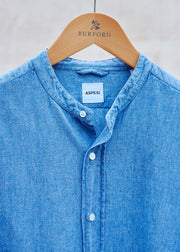 Kenny Ryder Aspesi Pure Cotton Chambray Collarless Shirt - M