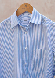 Aspesi Blue/White Striped Cotton Shirt - M
