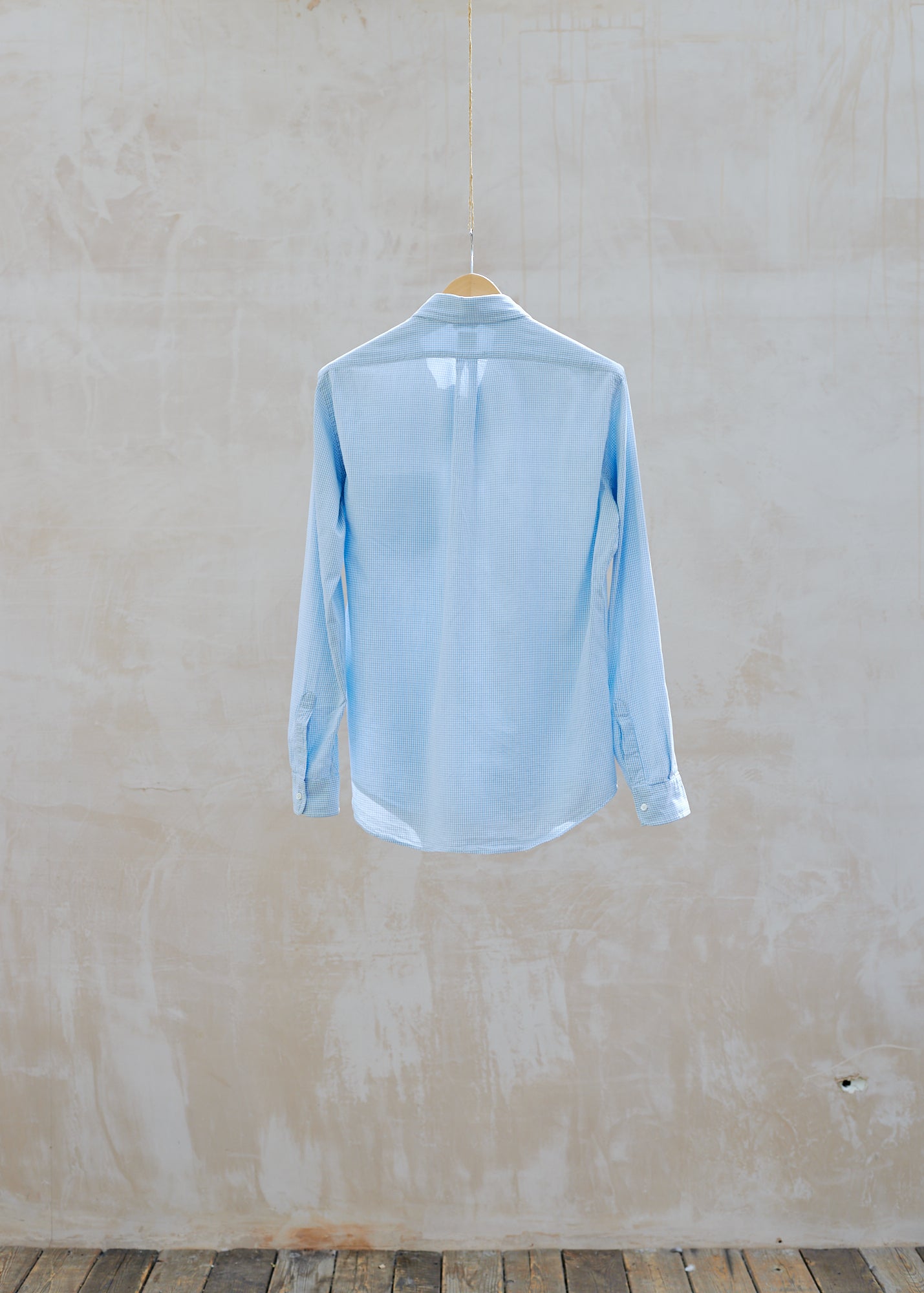 Kenny Ryder Aspesi Button-Down Light Blue Gingham Shirt - M
