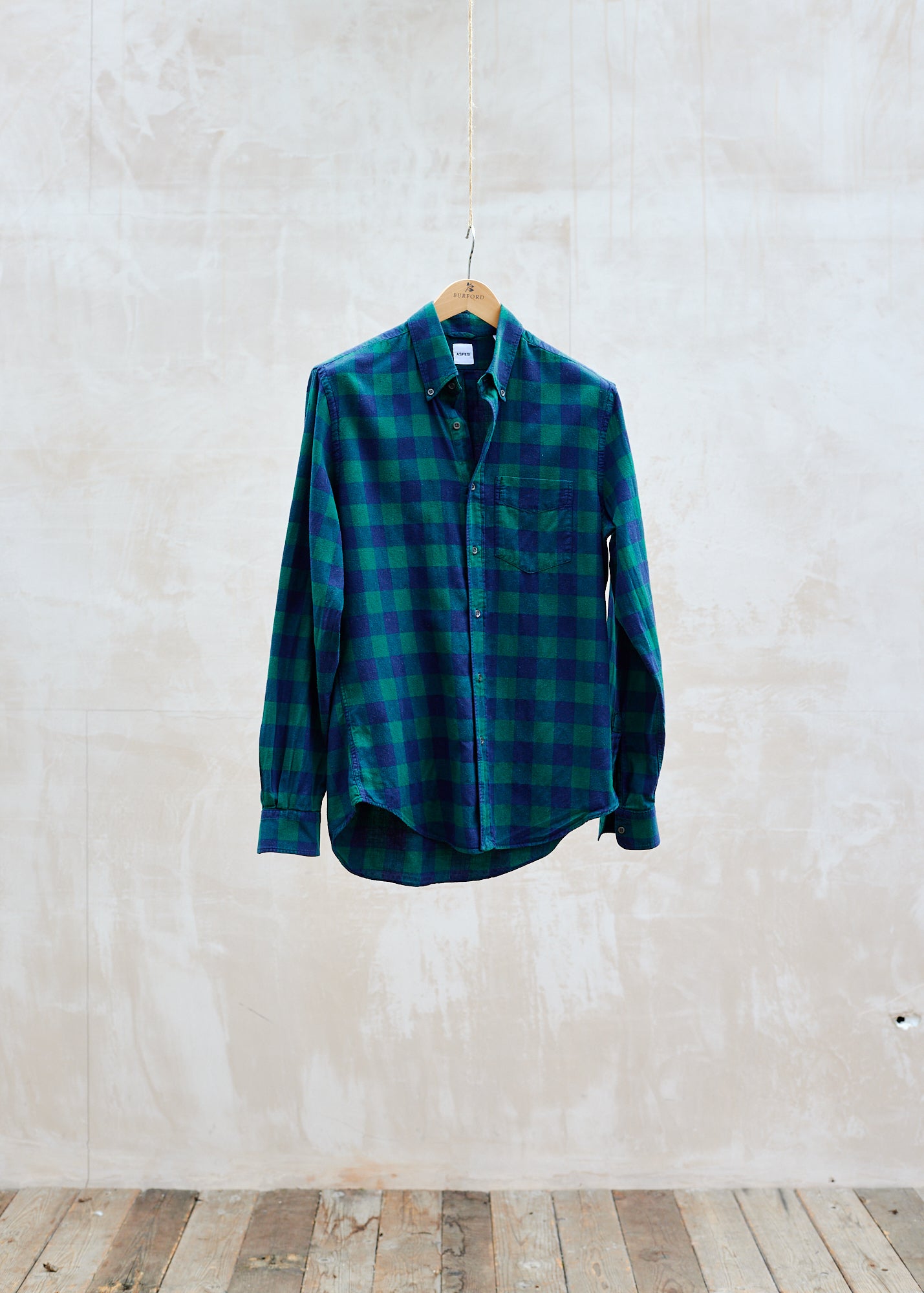 Aspesi Green & Black Checked Cotton Flannel Shirt - M