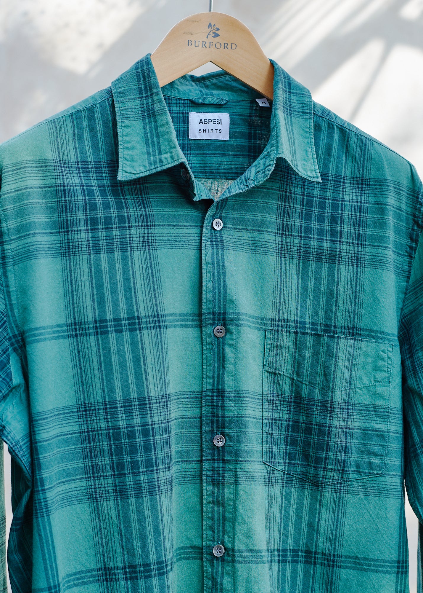 Kenny Ryder Aspesi Lightweight Cotton Checked Shirt - M