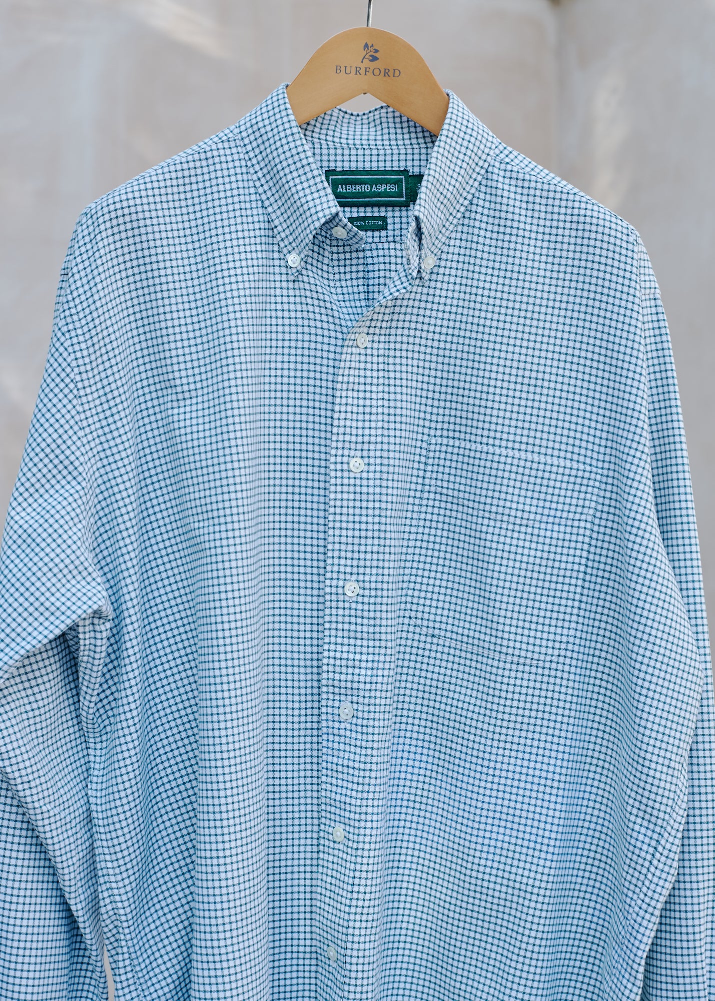 Kenny Ryder Aspesi Green Cotton Gingham Checked Shirt - XL