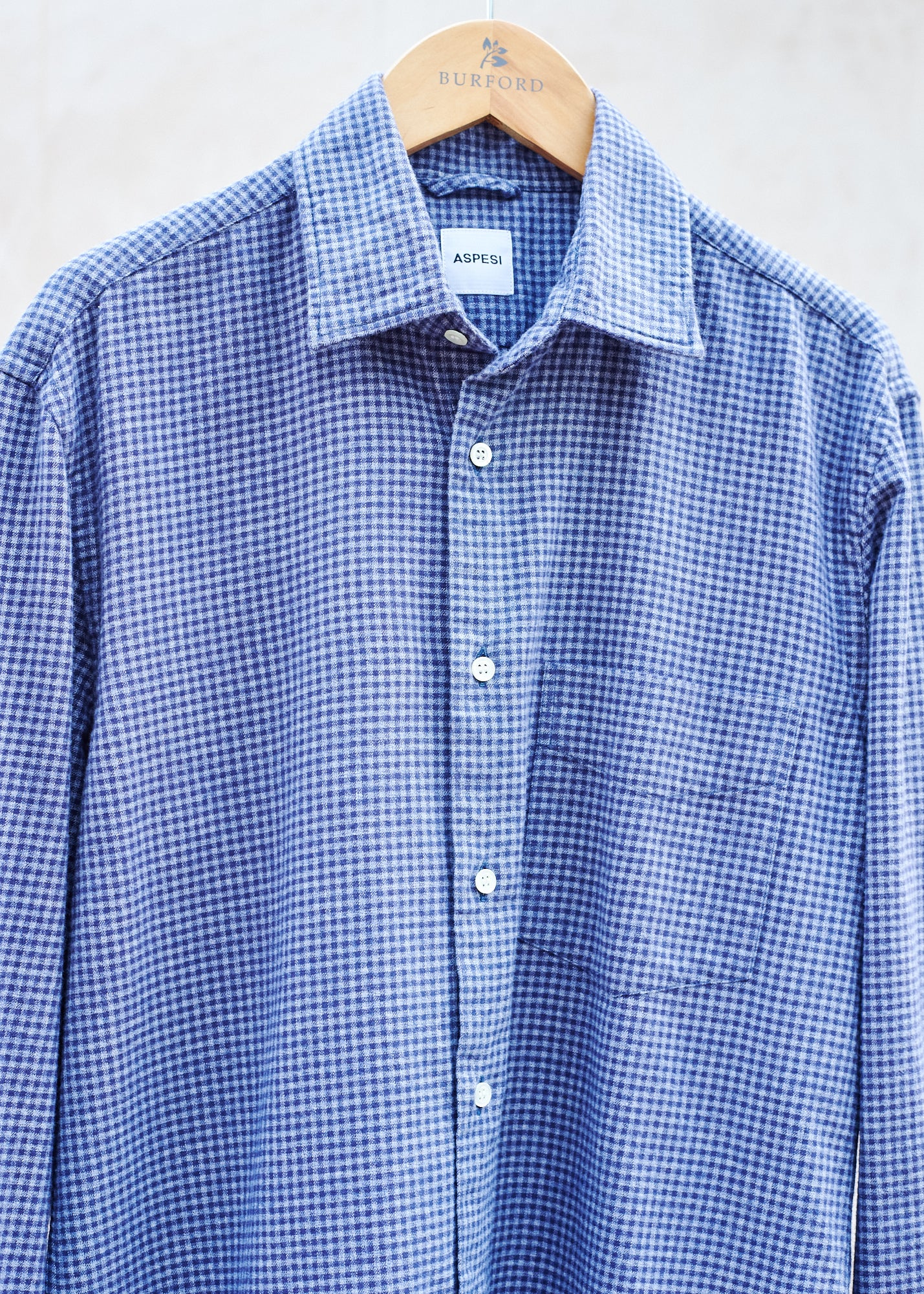 Kenny Ryder Aspesi Grey/Black Checked Cotton Flannel Shirt - M