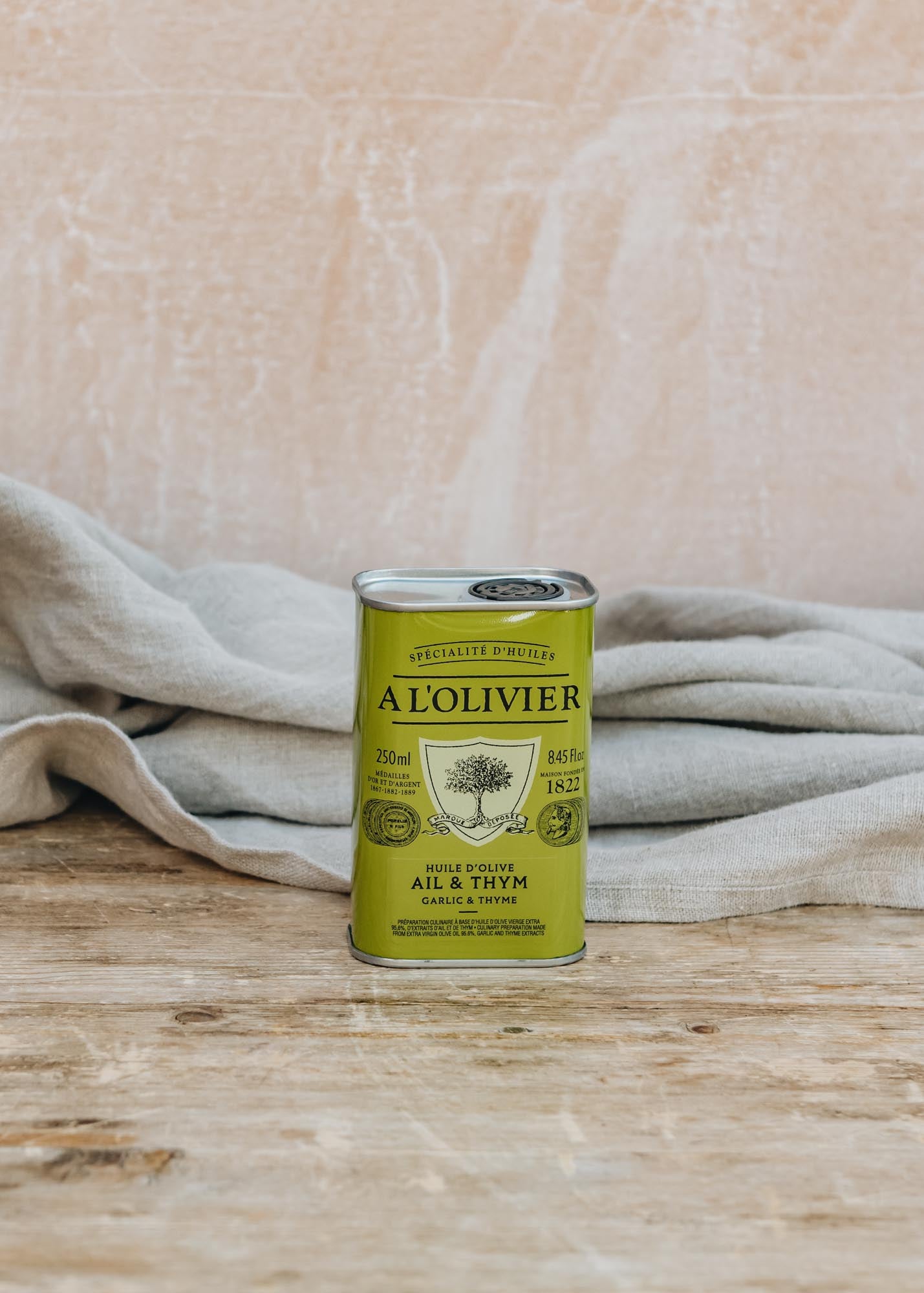 A l'Olivier Garlic and Thyme Infused Oil in Tin