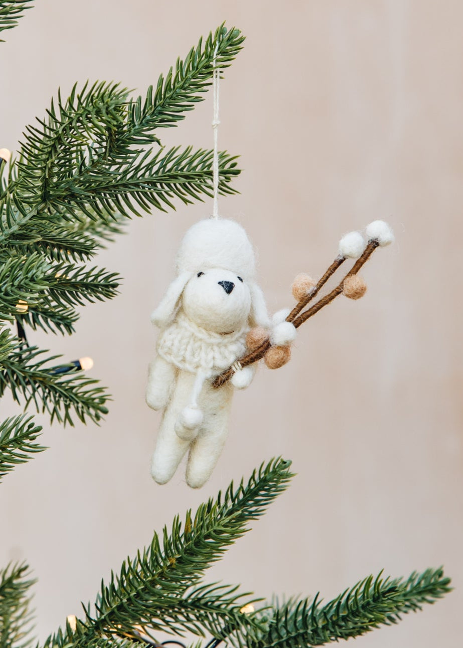 Dog with Willow Ornament