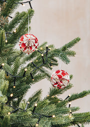Flower Ball Ornament in White and Red, pack of two