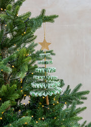 Folded Fir Tree Decoration XL in Off White and Green