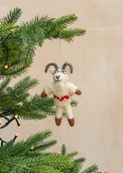 Goat with Glasses Felt Decoration