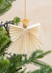 A World of Craft Greta Angel Decorations Set of Two in Off White and Gold