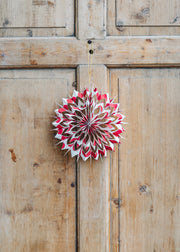Large Nova Ornament in Offwhite and Red
