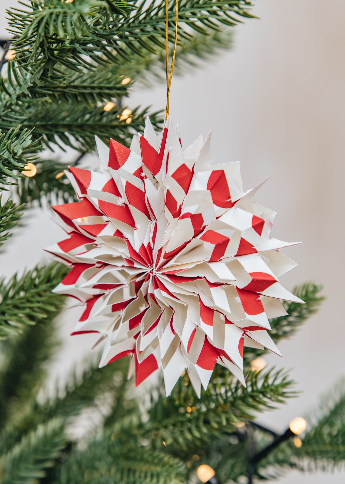 A World of Craft Nova Ornament in Offwhite and Red, pack of two