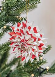 A World of Craft Nova Ornament in Offwhite and Red, pack of two