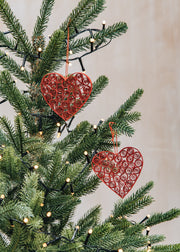 Quilled Heart Decoration in Red, pack of two