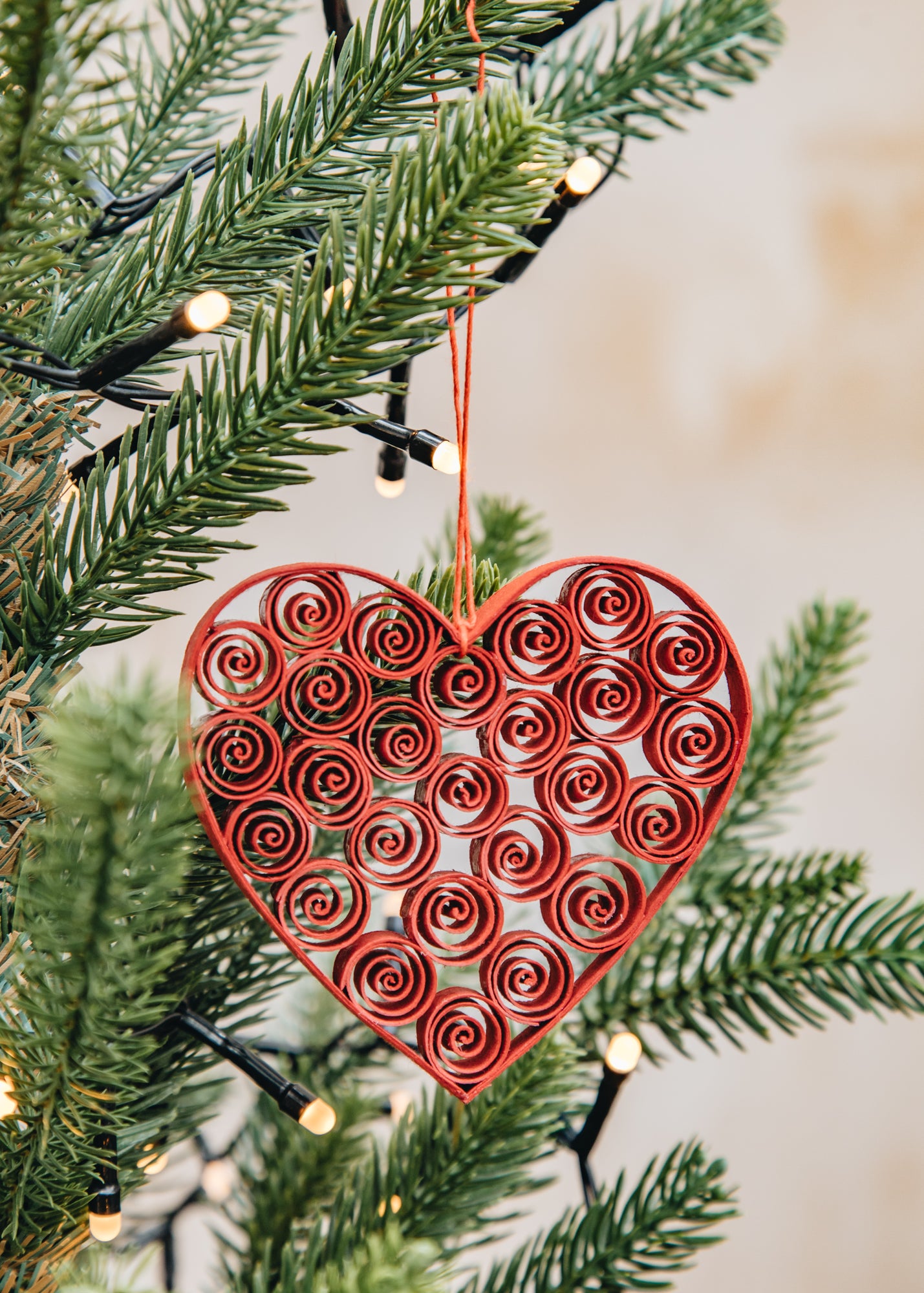 A World of Craft Quilled Heart Decoration in Red, pack of two