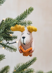 Reading Moose Ornament