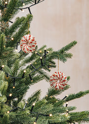 Spin Ornaments in White and Red, pack of two
