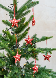 Books Tora Hanging Decorations in Red / Off White, pack of six