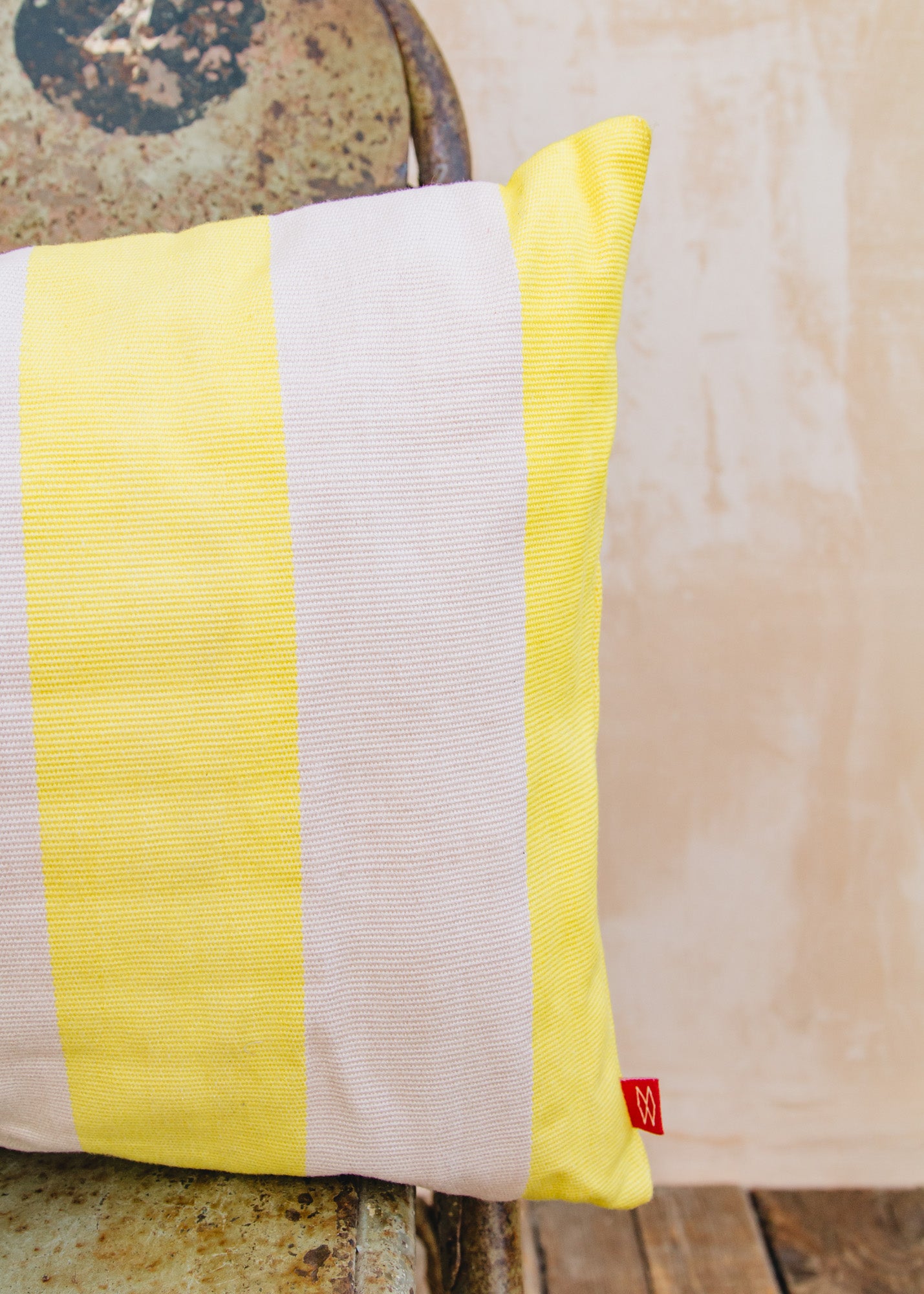 A World of Craft Carla Cushion in Yellow and Light Pink