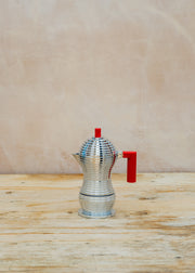 Alessi Pulcina 1-Cup Aluminium Espresso Maker in Red