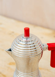 Alessi Pulcina 1-Cup Aluminium Espresso Maker in Red