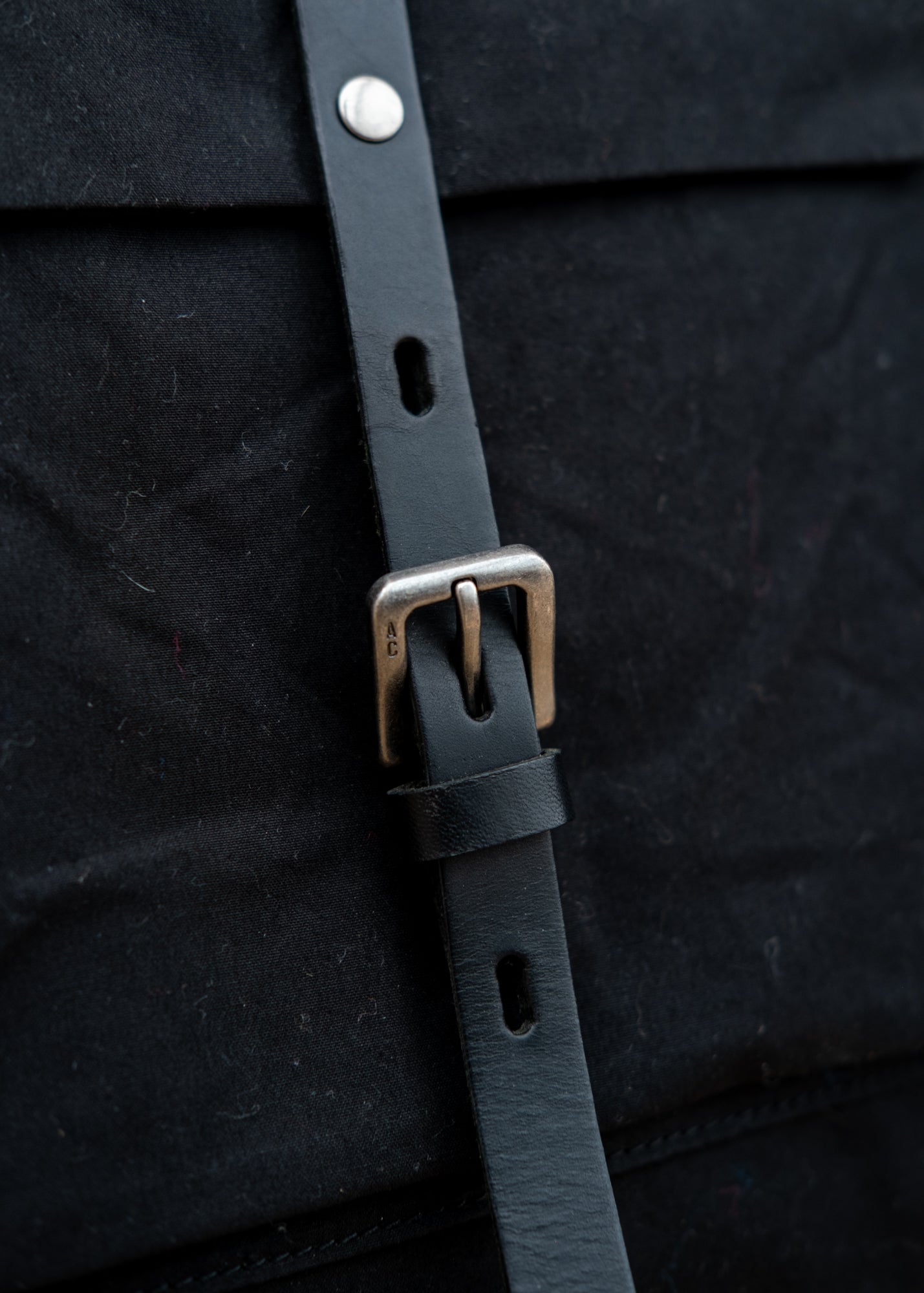 Ally Capellino Fin Waxed Cotton Backpack in Black