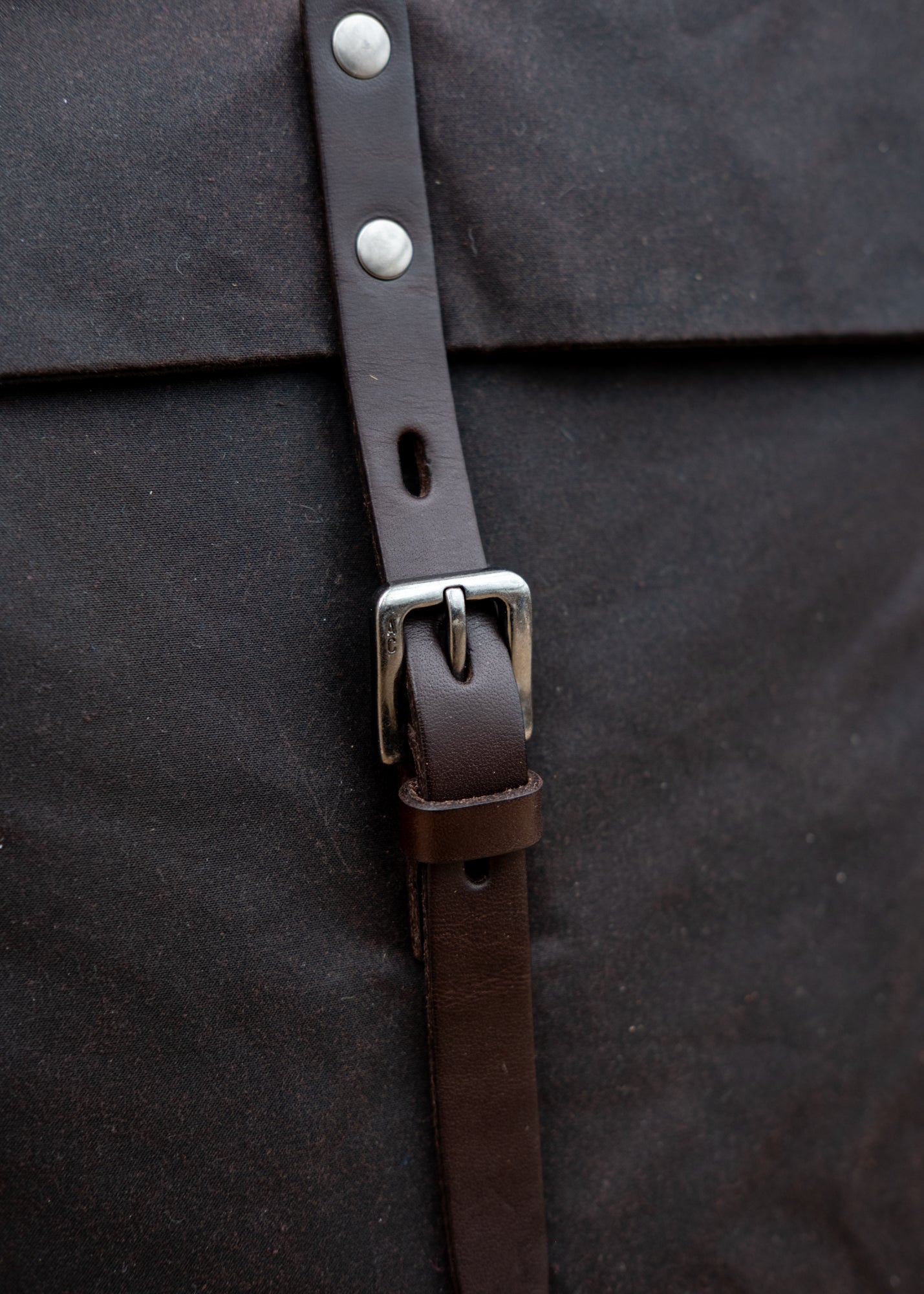 Ally Capellino Fin Waxed Cotton Backpack in Bog