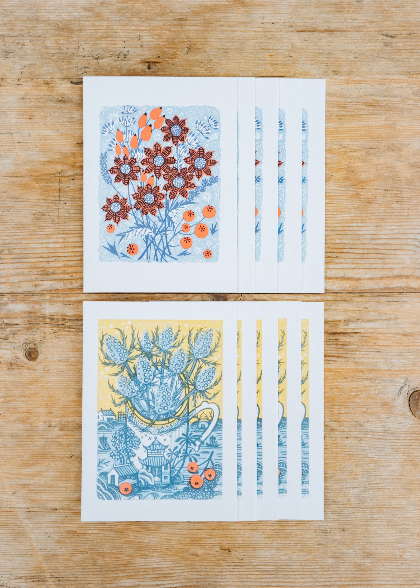 Art Angels Angie Lewin, 'Frost Flowers' and 'Sea Holly' Printed Notecards, pack of ten