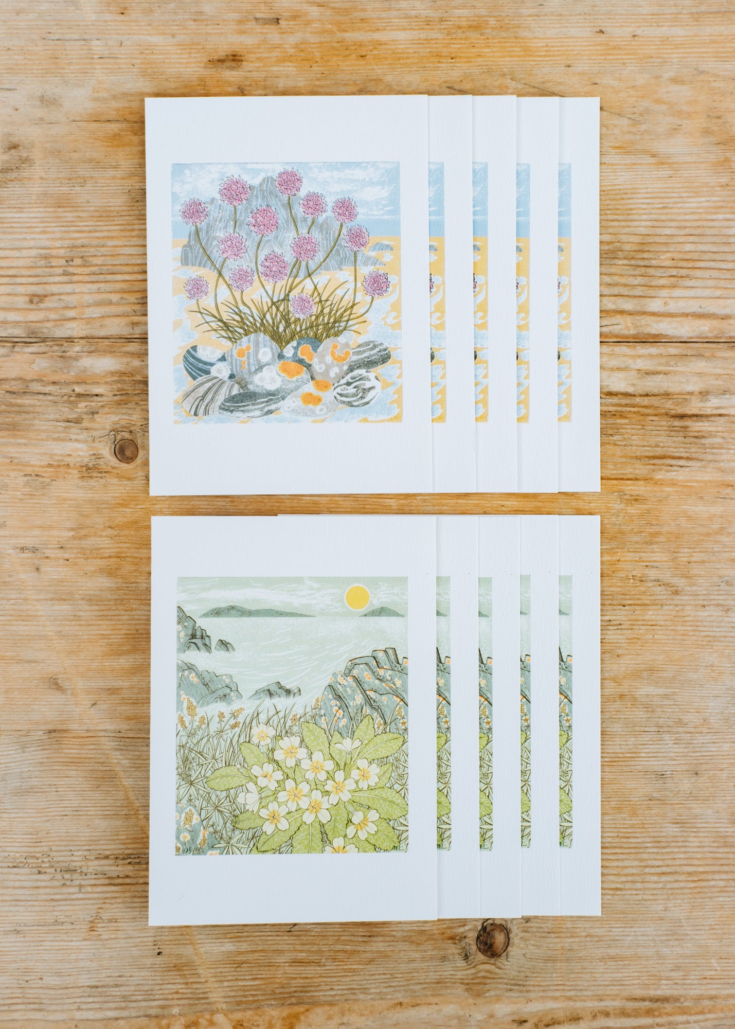 Art Angels Angie Lewin, 'Sea Pinks and Pebbles' and 'Island Primrose' Notecards, pack of ten
