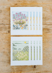 Art Angels Angie Lewin, 'Sea Pinks and Pebbles' and 'Island Primrose' Notecards, pack of ten