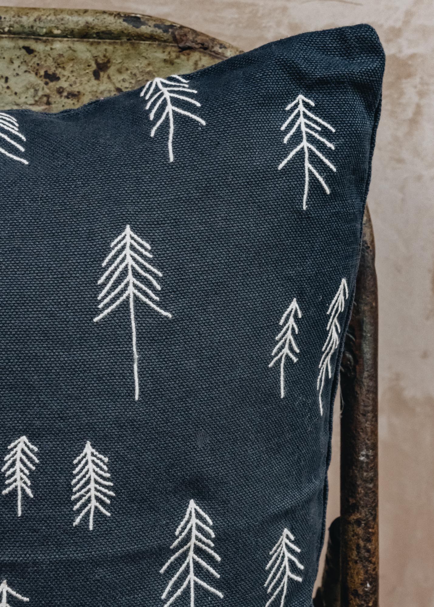 Fine Little Day Anthracite Embroidered Cushion