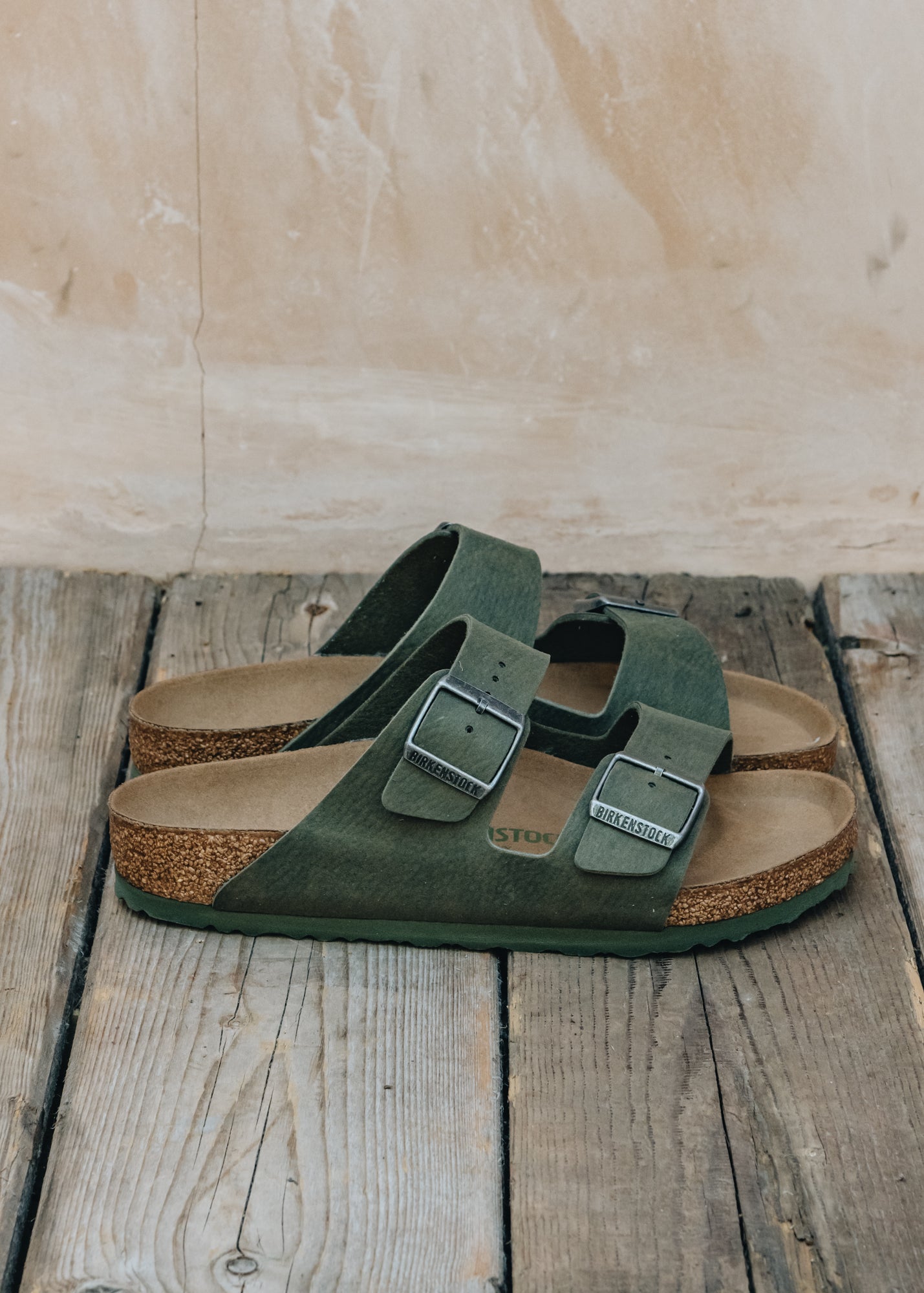 Birkenstock Arizona Vegan Sandals in Desert Dust Thyme