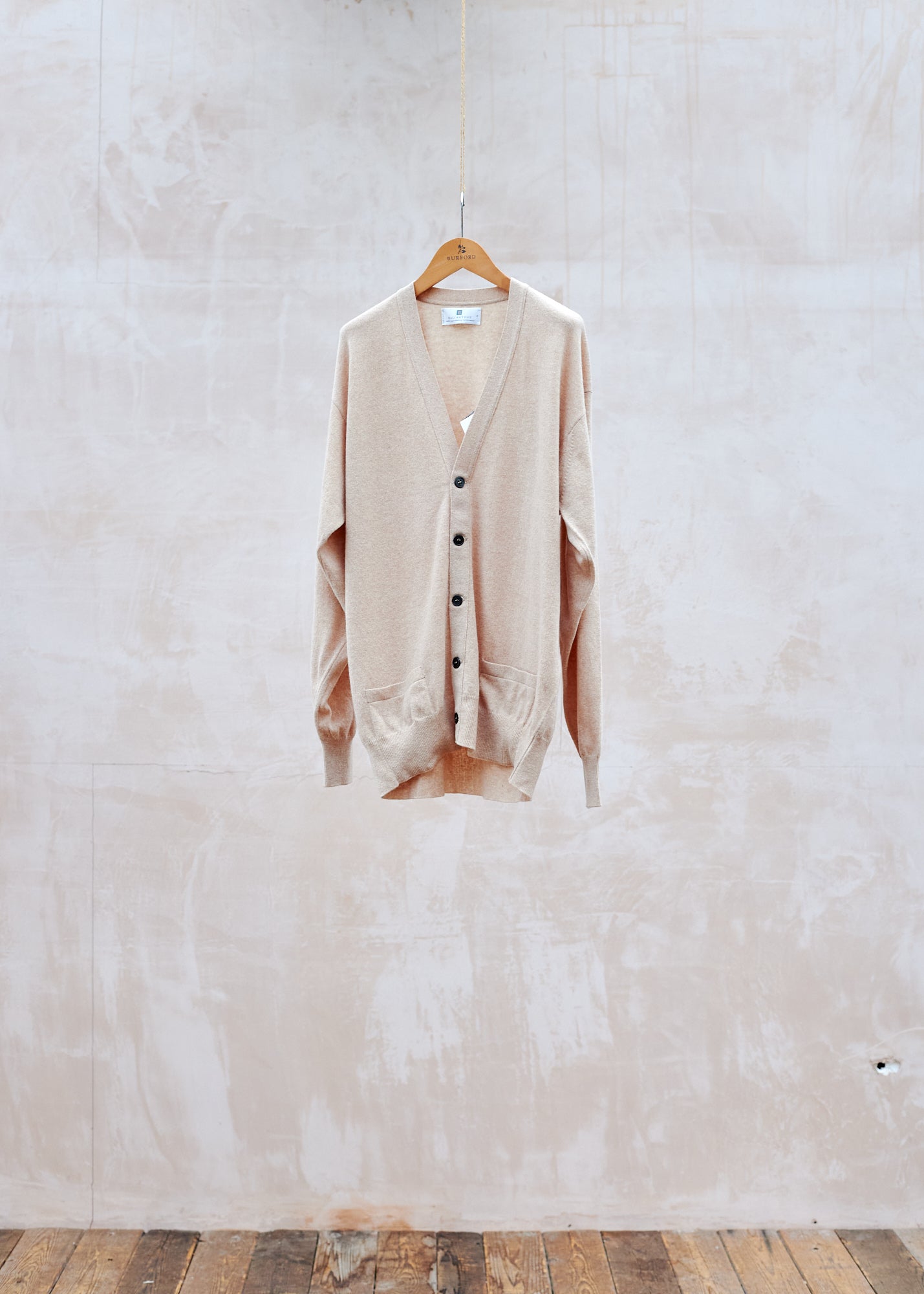 Ballantyne New Geelong Lambswool Beige Cardigan - Xl