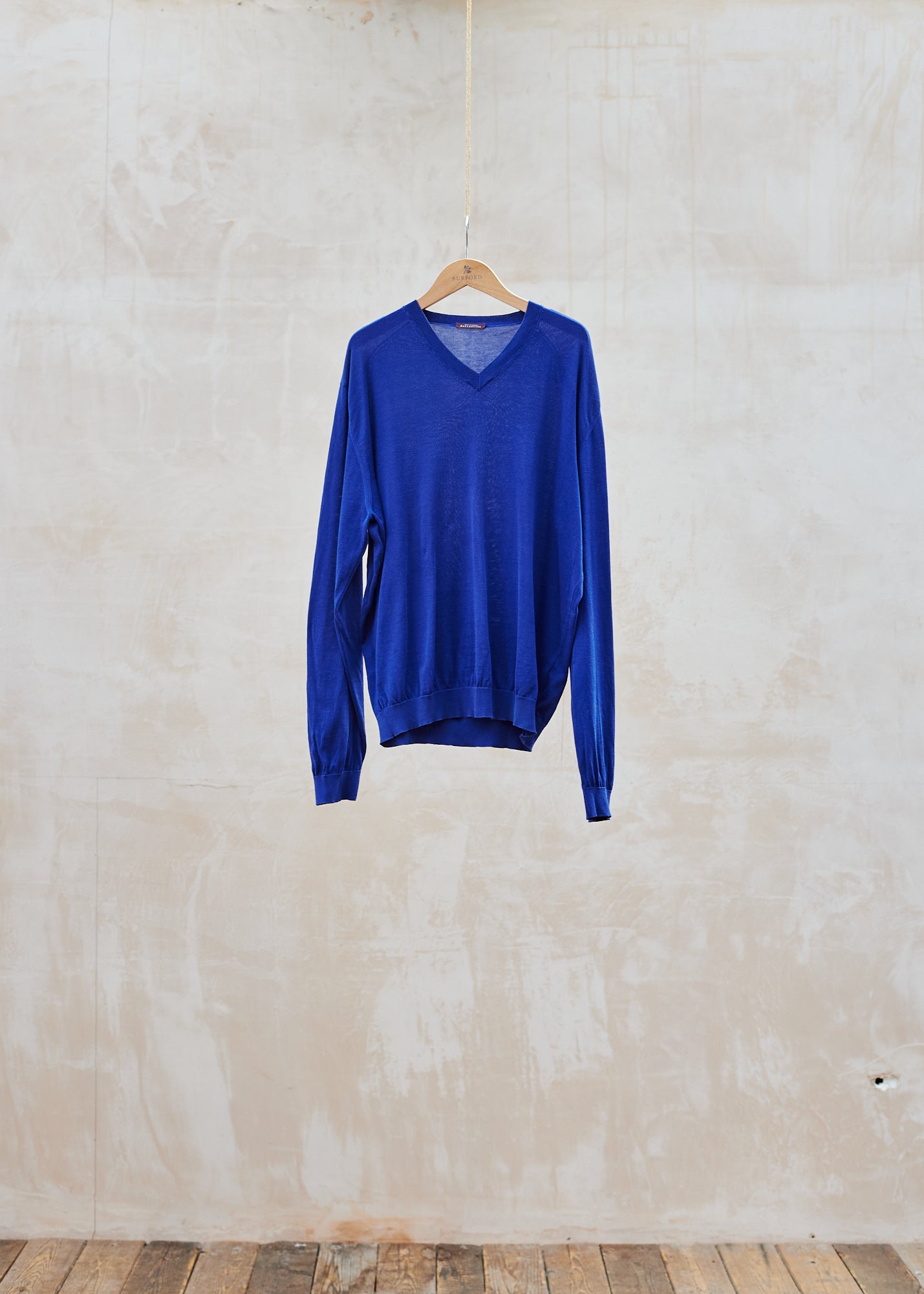 sandraalexandra Ballantyne Fine Cotton Knit Blue V-Neck - S