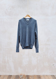 Ballantyne Charcoal Pure Cashmere V-Neck - M/L