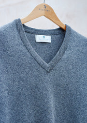 Kenny Ryder Ballantyne Charcoal Pure Cashmere V-Neck - M/L