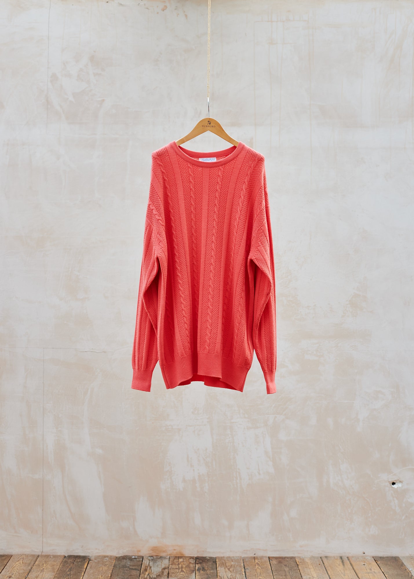 sandraalexandra Ballantyne Pure Merino Wool Pink Cable Knit - XL